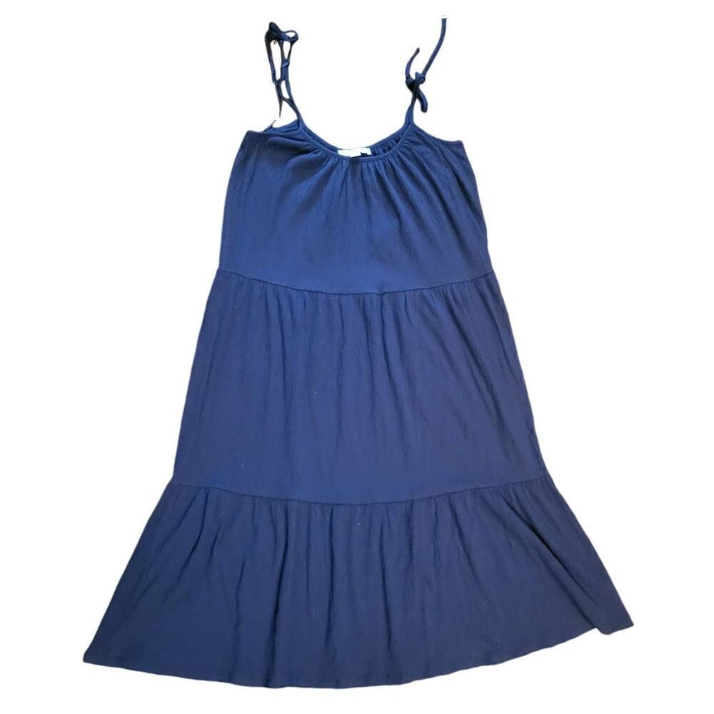 Michael Michael Kors Dress Women's Medium Blue Gauze Cotton Blend Tiered Midi